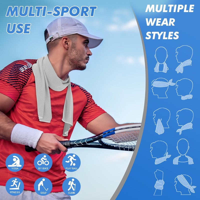 CASITE 6 Pack Cooling Towels (47"x12") for Neck and Face, Ice Towel for Hot Weather, Soft Breathable Chilly Gym Towels, Microfiber Towel for Work Out, Yoga, Running, Camping & More Activities - Image 3